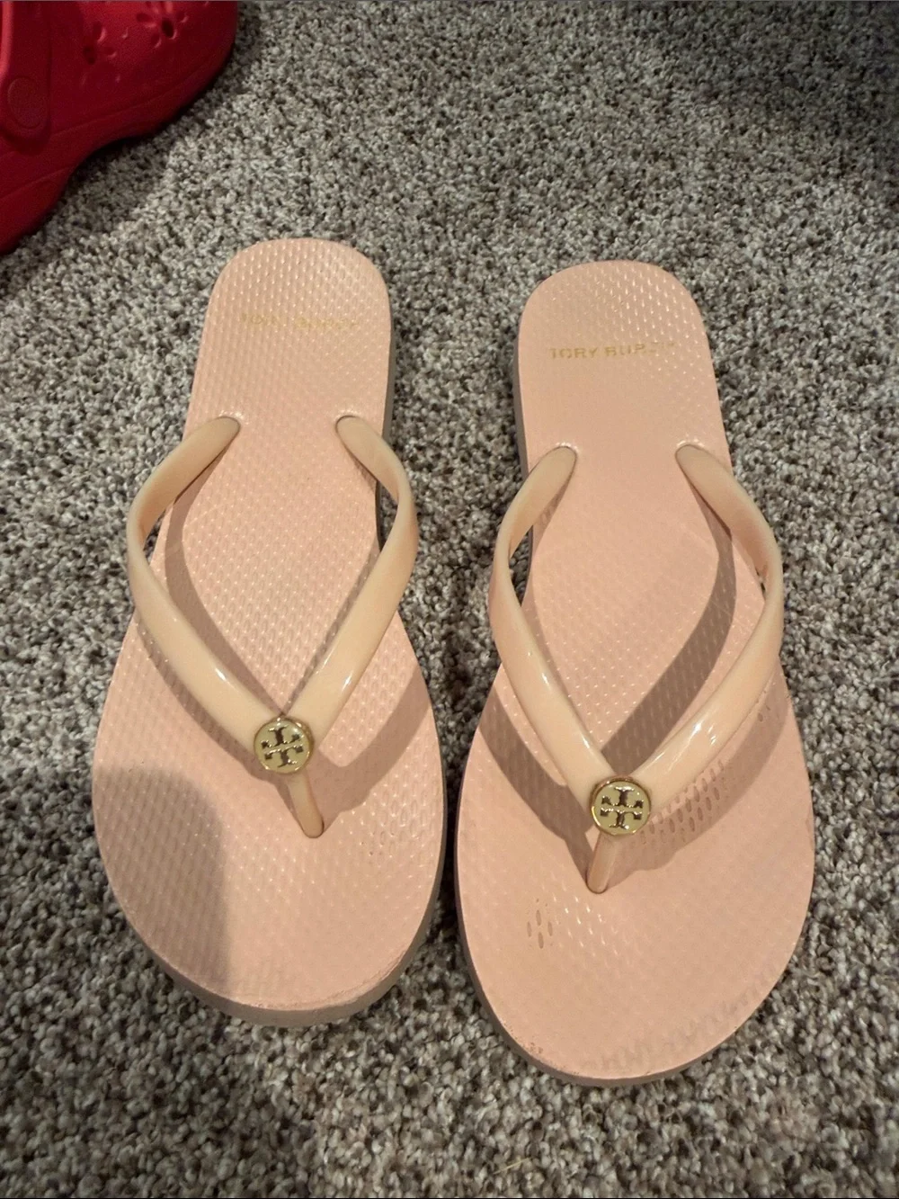 Tory Burch Patent Logo Flip Flop Sandals